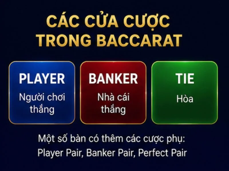 Các Cửa Cược Trong Baccarat 78Win